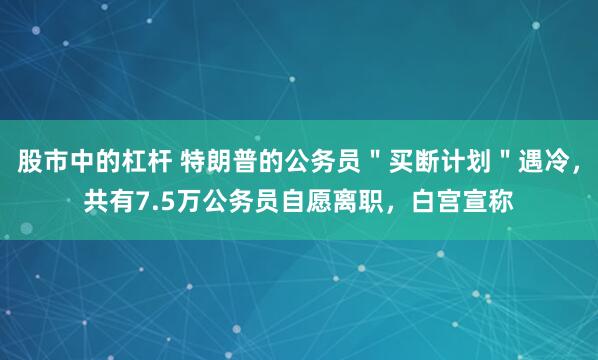 股市中的杠杆 特朗普的公务员＂买断计划＂遇冷，共有7.5万公务员自愿离职，白宫宣称