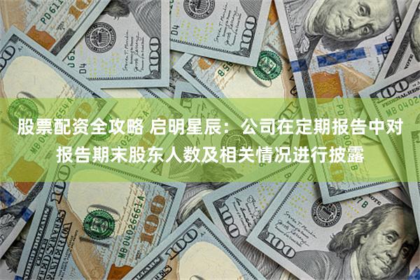 股票配资全攻略 启明星辰：公司在定期报告中对报告期末股东人数及相关情况进行披露