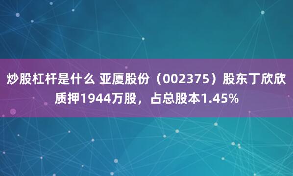炒股杠杆是什么 亚厦股份（002375）股东丁欣欣质押1944万股，占总股本1.45%